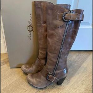 Women's Børn 'Delphini' Leather Buckled Knee Boots